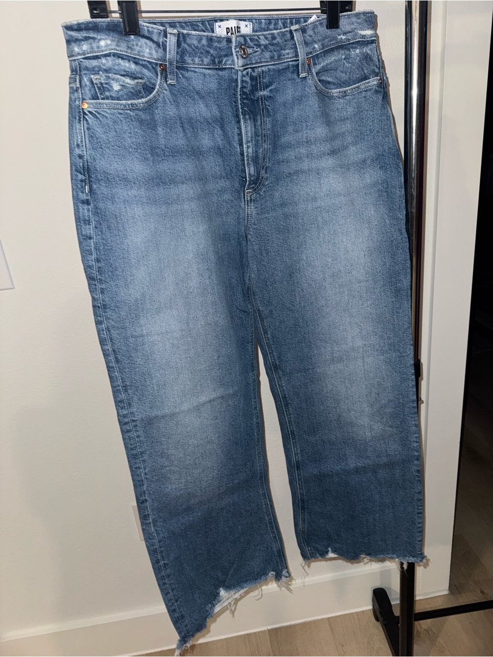 PAIGE Leenah Ankle Cropped Straight Crop Jeans with Raw Hem